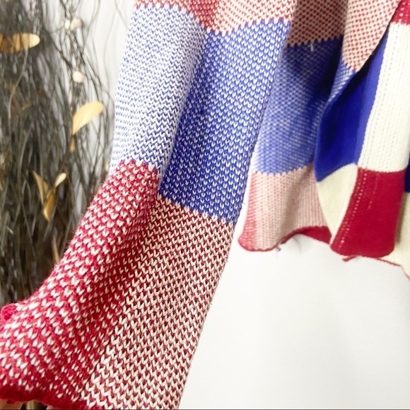 ** ModCloth simply snuggly patchwork red blue cardigan XS - Picture 5 of 10